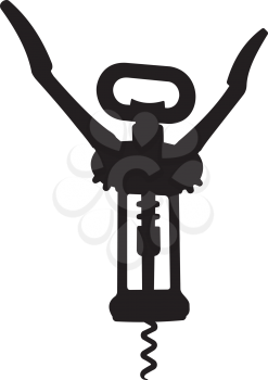 Royalty Free Clipart Image of a Silhouette of a Corkscrew