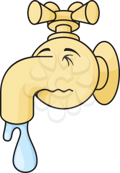 Royalty Free Clipart Image of a Dripping Faucet That Looks Like a Person With a Runny Nose