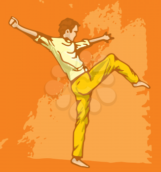Royalty Free Clipart Image of a Guy Kicking
