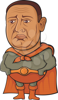 Royalty Free Clipart Image of an Overweight Middle-Aged Superhero
