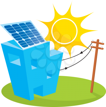 Royalty Free Clipart Image of a Solar Panel on a Building