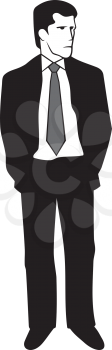 Royalty Free Clipart Image of a Man in a Black Suit