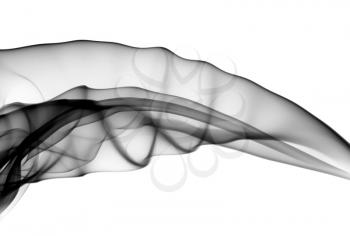 Abstract black fume swirl over the white background