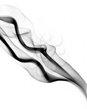 Black abstract fume shape over white background