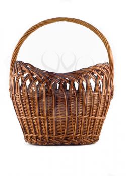 Big Wicker woven basket over white background