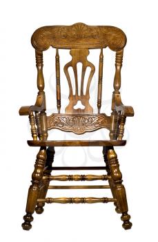 Antique wooden chair front view (Isolated)