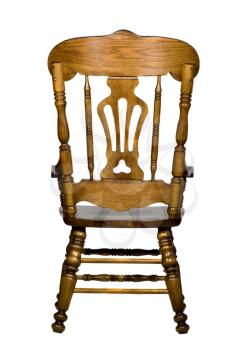 Antique wooden chair rear view (Isolated)