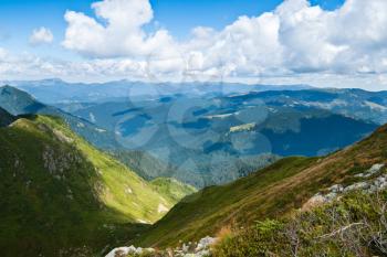 Carpathians landscape: on a top of mountain ridge during summer time