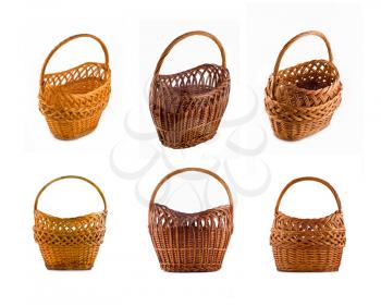 Collage of Wicker woven basket over white background. Full-size images can be found in my portfolio