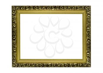 Empty Horizontal golden Frame for picture or portrait isolated