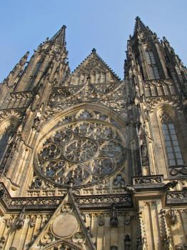 Facade of Saint Vitus Cathedral in Prague, Czech Republic