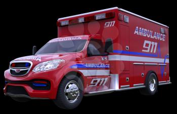 Emergency: ambulance vehicle isolated on black (all custom made and CG rendered)