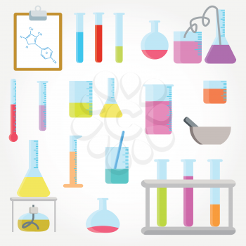 Royalty Free Clipart Image of Beakers and Test Tubes