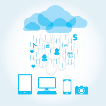 Royalty Free Clipart Image of a Cloud and Technology Background