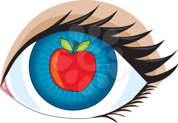 Royalty Free Clipart Image of an Apple in the Centre of an Eye
