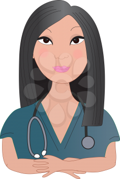 Royalty Free Clipart Image of an Asian Nurse or Doctor
