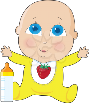 Royalty Free Clipart Image of a Baby With Big Blue Eyes