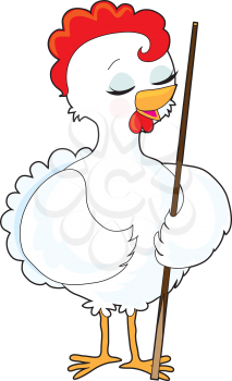 Royalty Free Clipart Image of a Chicken With a Pool Cue