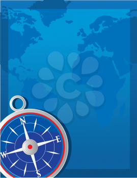 Royalty Free Clipart Image of a Stylized Compass and Map