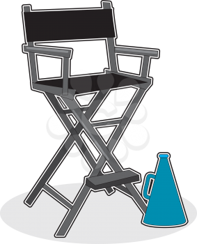 Royalty Free Clipart Image of a Director's Chair With a Megaphone
