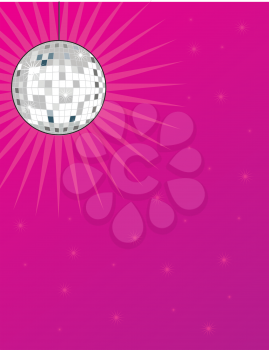 Royalty Free Clipart Image of a Disco Ball on a Pink Background