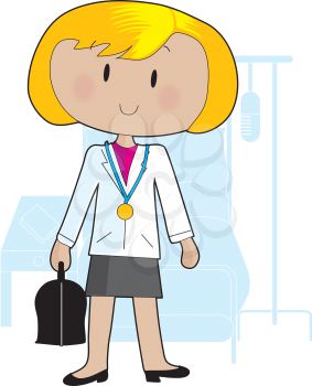 Royalty Free Clipart Image of a Doctor With a Medical Bag