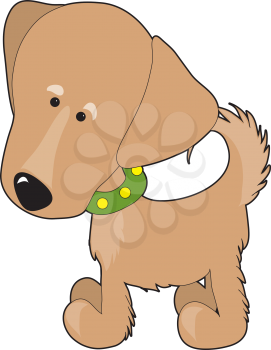 Royalty Free Clipart Image of a Golden Retriever Pup