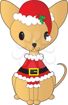 Royalty Free Clipart Image of a Chihuahua in a Santa Costume