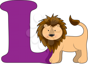 Royalty Free Clipart Image of a Lion Beside L