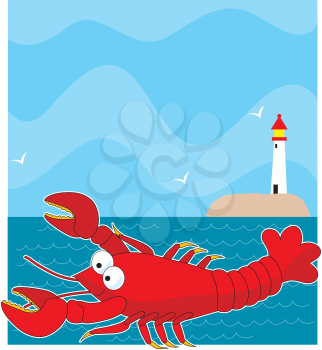 Royalty Free Clipart Image of a Large Lobster