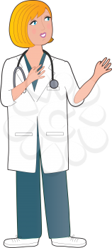 Royalty Free Clipart Image of a Nurse of Doctor Standing and Talking