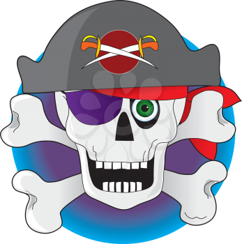 Royalty Free Clipart Image of a Skull and Crossbones Pirate