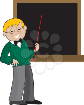 Royalty Free Clipart Image of a Teacher at a Blackboard