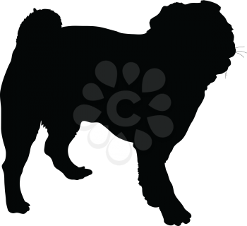 Royalty Free Clipart Image of a Silhouette of a Pug