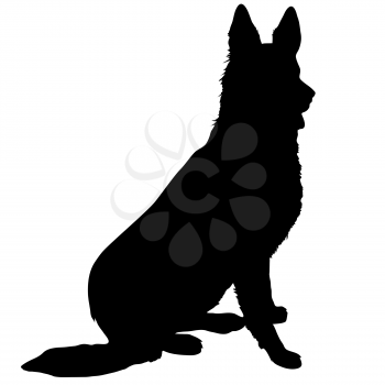 Royalty Free Clipart Image of a Silhouette of a German Shepherd