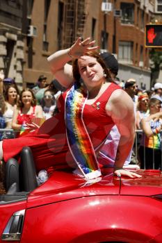 New York City, USA-June 25, 2017: LGBTQ participants of the NYC Pride March. Gay Pride events occur throughout the month of June, culminating with the March along the 5th Avenue.
