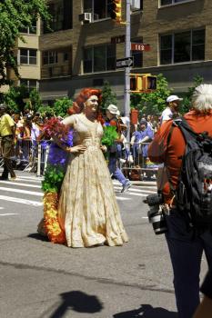 New York City, USA-June 25, 2017: LGBTQ participants of the NYC Pride March. Gay Pride events occur throughout the month of June, culminating with the March along the 5th Avenue.