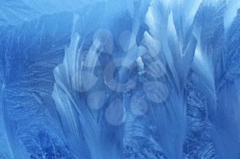 ice patterns on winter glass
