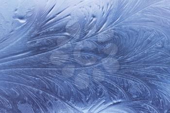 natural ice pattern on winter glass