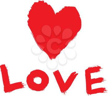 Royalty Free Clipart Image of a Heart and the Word Love