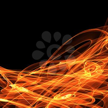 Bright digital abstract fire on black background