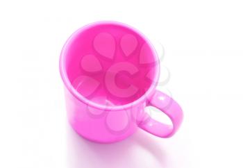 Pink mug on white background 