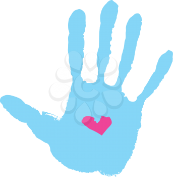 Royalty Free Clipart Image of a Hand With a Heart in the Centre