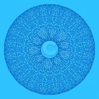 Abstract radial hape with pattern on blue background