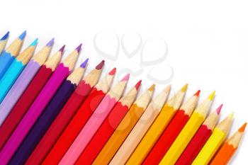 Assortment color pencils isolated on white background