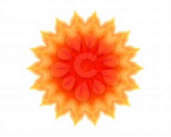 Abstract bright orange concentric shape on white background for design