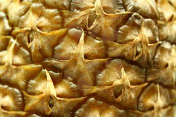Beige texture of ripe pineapple peel closeup