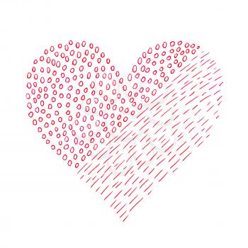 Heart from abstract pattern on white background, hand draw