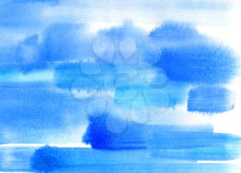 Abstract bright blue watercolor background for design