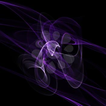 Abstract lilac fume shapes on black background